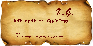 Kárpáti György névjegykártya